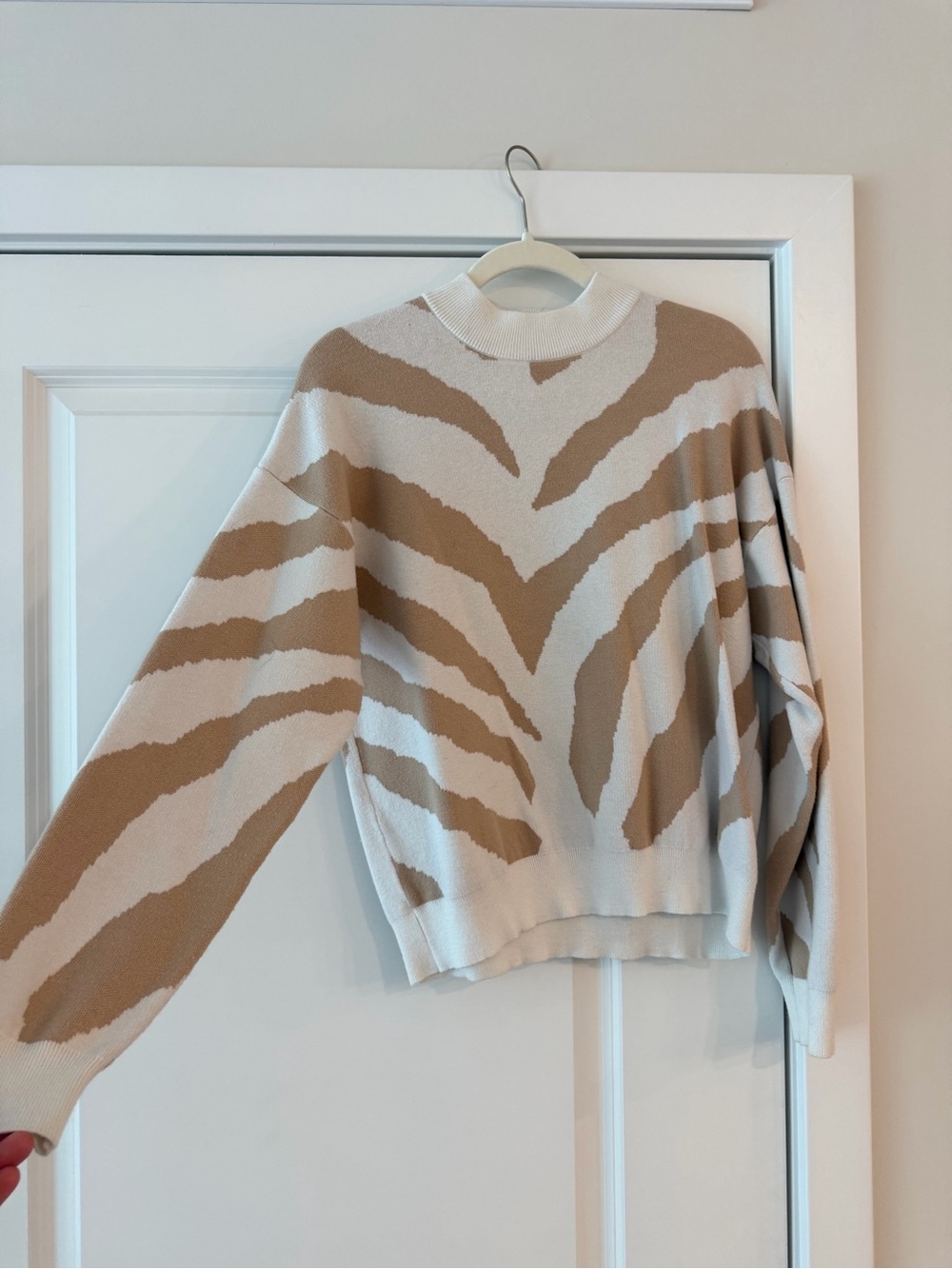 Zebra-Pattern Crewneck Sweater